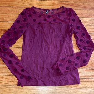 Long sleeve H&M mesh sleeves with velvet dots